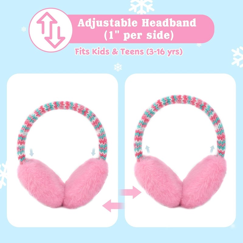 SEDUXI Kids Winter Ear Muffs with Gloves Set - Plush Knit Earmuffs & Mittens, Adjustable Soft Ear Warmers for Boys Girls 3-16 Years - Image 3